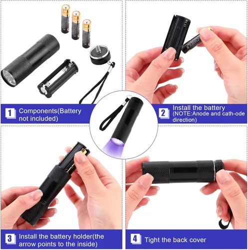 Miniatura 4 de Roceei 10 linternas de luz negra UV, luces LED, luz negra de mano, mini detector de antorcha, linterna UV portátil para mascotas