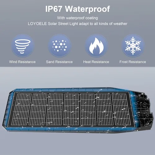 Miniatura 4 de loyoele Farola solar para exteriores, impermeable, del anochecer al amanecer, 9800 W, luces solares de estacionamiento comercial, gran luz