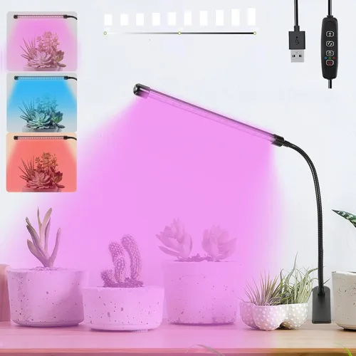 Miniatura 11 de Sunny Power Luces de cultivo con clip para plantas de interior de espectro completo, luz LED de 6000 K para cultivo en interiores con temporizador