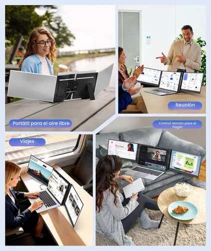 Miniatura 8 de Extensor de pantalla para portátil con un cable, monitor portátil triple ultrafino de 15.6 pulgadas, pantalla IPS FHD de 1080P, conexión