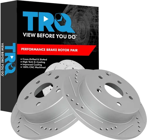 Miniatura 346 de TRQ Juego de rotores de freno de rendimiento trasero con revestimiento G premium compatible con Mazda 6 2014-2021