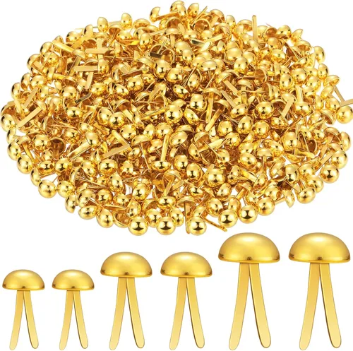 Miniatura 10 de Hotop 500 piezas de chinches de metal para manualidades de papel, sujetadores redondos de latón para arte, manualidades, proyectos escolares
