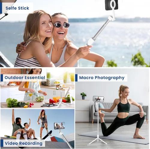 Miniatura 5 de Trípode magnético de 65 pulgadas para iPhone con control remoto, trípode magnético para teléfono celular, trípode para selfie stick con toma