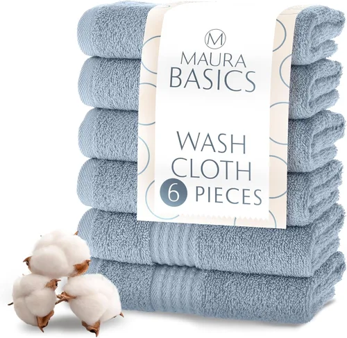 Miniatura 17 de MAURA Basics - Toallas de baño de 100 % algodón turco con bucles de gancho. Juego de toallas de felpa absorbentes de lujo extra grandes para baño