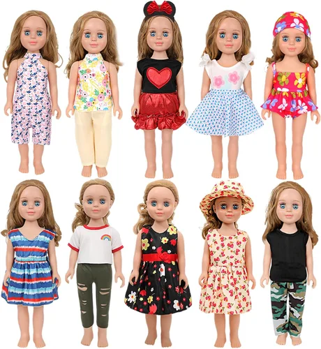 Miniatura 15 de MSYO 10 piezas de ropa de muñeca, ropa de muñeca de 18 pulgadas, ropa de muñeca de bebé, para muñecas de 16 a 18 pulgadas, vestidos florales
