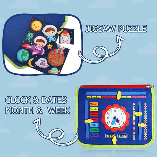 Miniatura 8 de Guolely Busy Board Montessori - Juguete para niños de 3 a 6 años, tablero sensorial de desarrollo de actividades educativas para habilidades motoras