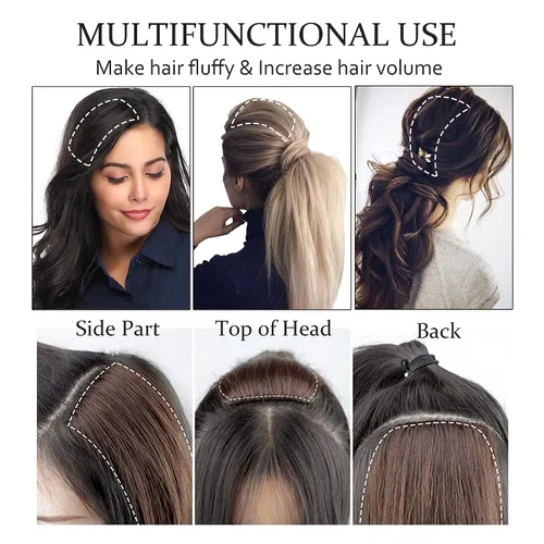Miniatura 7 de SEGO 2 extensiones de cabello corto con clip de 4 pulgadas, 0.56 oz, 100% cabello humano para mujeres con cabello adelgazante que añade volumen