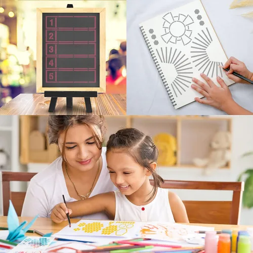 Miniatura 5 de MWOOT Juego de 24 plantillas de dibujo surtidas, plantillas de pintura a escala de formas mixtas para álbumes de bricolaje, decoración de arte