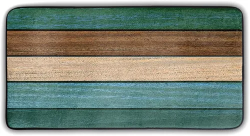 Miniatura 10 de Tapete de cocina con estampado de tablero de madera para piso, tablones marrones rústicos, acolchado, antifatiga, lavable, tapete de espuma