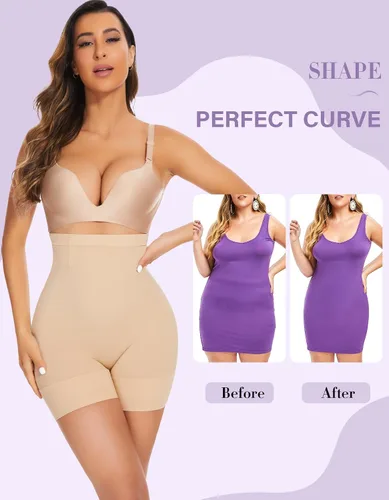 Miniatura 4 de YADIFEN Pantalones cortos moldeadores para mujer con control de abdomen, cintura alta, faja moldeadora para mujer, pantalones cortos moldeadores