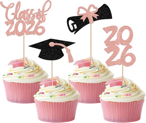 Miniatura 40 de 1 pieza de decoración para pastel de clase 2025 con purpurina, tapa de graduación 2025, decoración de pastel de felicitaciones para 2025, decoración