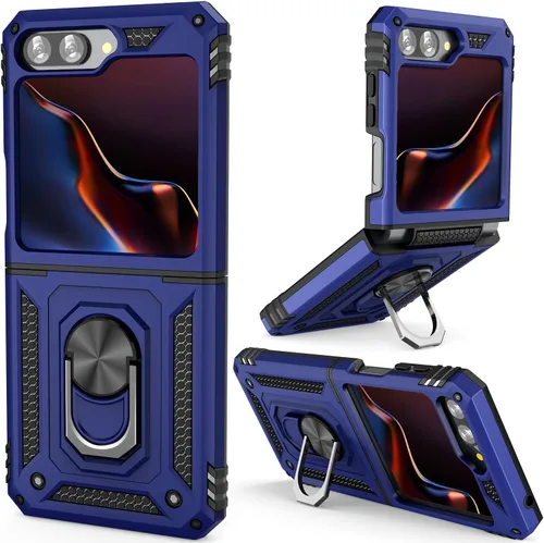 Miniatura 11 de ADDIT Z Flip 5 - Funda para Samsung Galaxy Z Flip 5, con anillo de soporte, soporte ajustable, grado militar, protección resistente, a prueba