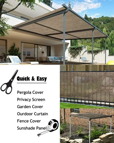 Miniatura 4 de Alion Home Tela de privacidad para el sol, tela permeable para bricolaje, para patio, pérgola, ventanas, jardín (marrón Mocha, 10.5 x 15 pies)