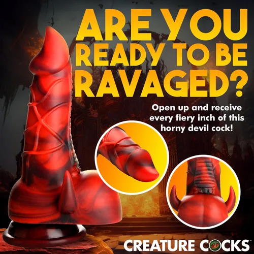 Miniatura 4 de CREATURE COCKS Consolador de silicona Horned Dragon para hombres, mujeres y parejas. Firme y flexible, base de succión fuerte, consolador