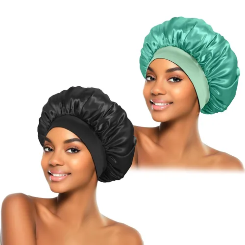 Miniatura 18 de ZHENSILK 2 piezas de gorro de satén para dormir, gorros de seda para el cabello, gorro de dormir de seda con banda elástica suave, envoltura