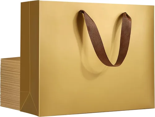 Miniatura 41 de EUSOAR Bolsas de papel de estraza para regalo, paquete de 12 bolsas de papel kraft de 10.6 x 3.1 x 8.3 pulgadas con asas, bolsas resistentes