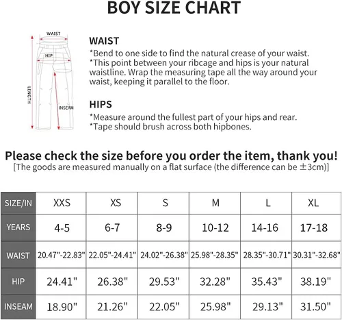Miniatura 6 de JOMLUN Pantalones de senderismo con forro polar para niño, impermeables, resistentes al viento, cálidos, suaves, para exteriores, pantalones cargo