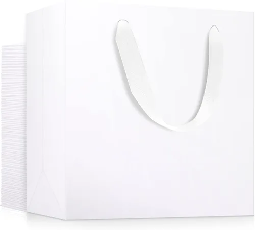 Miniatura 42 de EUSOAR Bolsas de Regalo Grandes Azul Marino, Paquete de 25 - Bolsas de Papel de Compras de 12.5"x4.5"x11" con Asas para Negocios, Manualidades