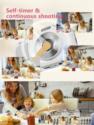 Miniatura 8 de Cámara digital True 64MP 4K - Enfoque automático de zoom de 16X, con modo belleza y macro, tarjeta TF de 32 GB, cámaras portátiles compactas