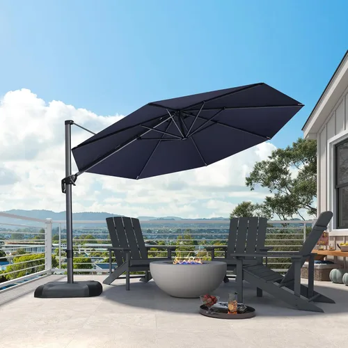 Miniatura 91 de PURPLE LEAF Sombrilla de Patio de 8 Pies para Exteriores Sombrilla Cantilever Cuadrada de Aluminio Sombrilla Offset con Rotación de 360 Grados