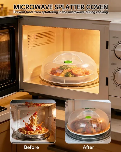 Miniatura 2 de Cubierta para salpicaduras de microondas, cubierta de microondas para alimentos, cubierta grande para placa de microondas con rejillas