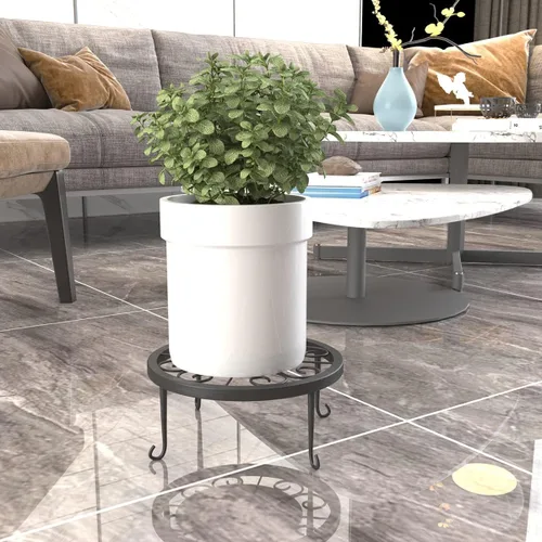Miniatura 5 de TYZ Juego de 3 soportes de metal para plantas en maceta (negro)