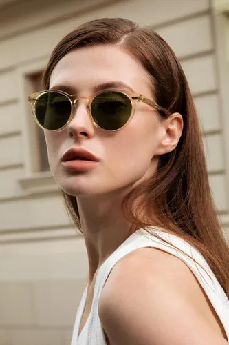 Miniatura 80 de CARFIA Gafas de sol polarizadas de acetato redondo para mujer, protección UV de cara pequeña con funda de cuero CA5288