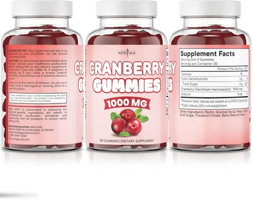Miniatura 8 de NEW AGE Gomitas de arándano para la salud del tracto urinario, 1000 mg - Apoya la vejiga, los riñones, las infecciones urinarias