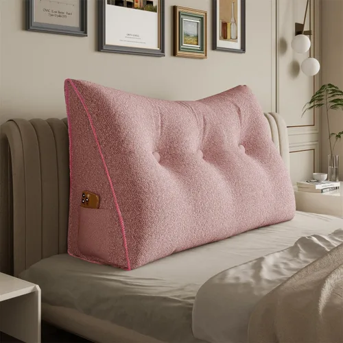 Miniatura 21 de Almohada de cabecera gruesa totalmente rellena individual XL, cabecero acolchado de dormitorio, soporte suave y firme, cojín grande triangular, Azul