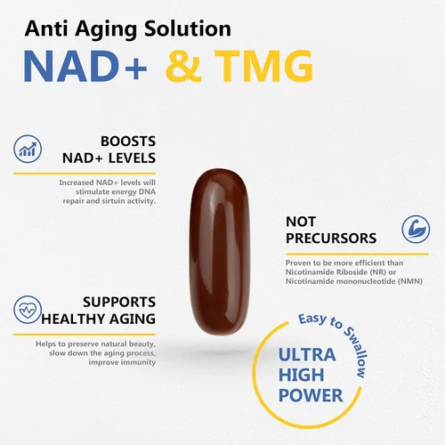 Miniatura 4 de NAD+ liposomal 500mg con cápsulas blandas TMG 250 mg, alternativa de ribósido de nicotinamida, suplemento real de NAD+, 180 porciones