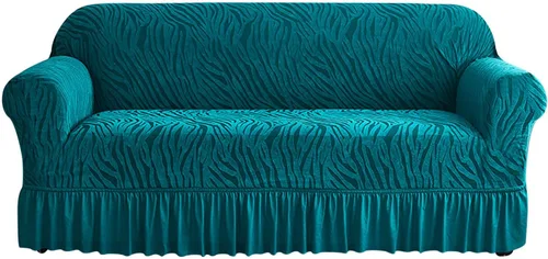 Miniatura 10 de MBROS Funda de sofá con falda, funda de sofá de alta elasticidad, protector de muebles para sala de estar, tela elástica de elastano, funda de sofá