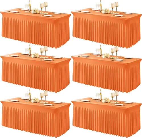 Miniatura 57 de Paquete de 1 manteles azul bebé para mesas rectangulares de 4 pies, cubiertas de mesa de spandex elástico de una pieza resistentes a las arrugas