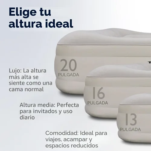 Miniatura 3 de King Koil Colchón de Aire Individual con Superficie Acolchada de Felpa con Bomba de Alta Velocidad Integrada para Acampar, Hogar e Invitados