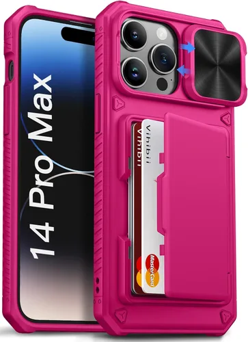 Miniatura 42 de Vihibii Funda para iPhone 13 Pro Max/iPhone 12 Pro Max con tarjetero (4 tarjetas) [bloqueo RFID] y cubierta de cámara deslizante, protección contra