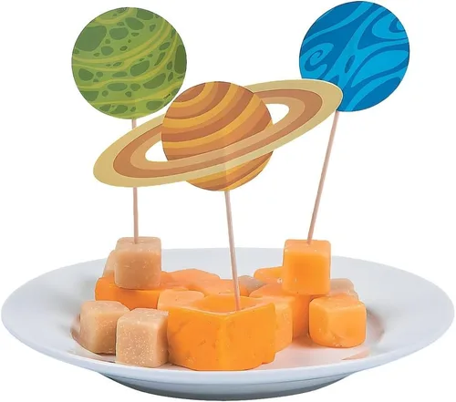 Miniatura 2 de Fun Express SPACE PARTY FOOD PICKS (25 piezas) – Suministros para fiestas – Suministros para la escuela bíblica de vacaciones VBS – Decoración – 25