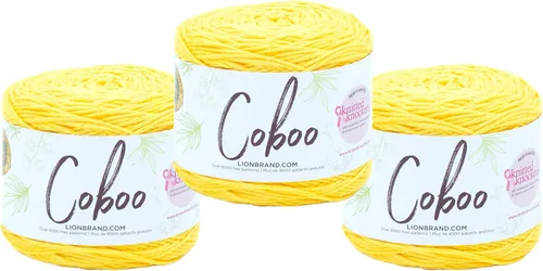 Miniatura 47 de Lion Brand Yarn Coboo, hilo suave para tejer, hacer ganchillo y manualidades, Vanilla Blossom, paquete de 3 Flor de vainilla