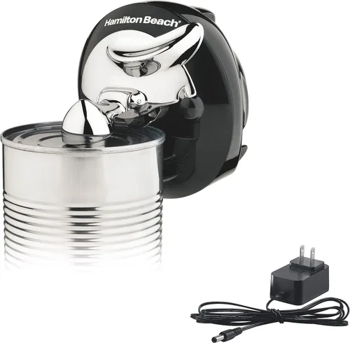 Abrelatas eléctrico Hamilton Beach Walk 'n Cut para cocina, uso en cualquier tamaño, automático y manos libres, inalámbrico y recargable, cuchilla