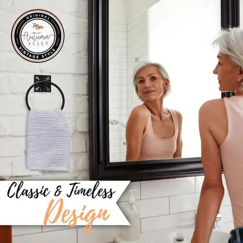 Miniatura 6 de Autumn Alley Toallero de baño, soporte para toallas de mano negro mate, soporte de pared moderno para baño y cocina, accesorios de baño negros