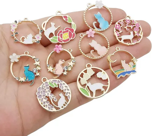 Miniatura 2 de WOCRAFT - Dijes esmaltados chapados en oro para bisutería, elaboración de collares, pulseras, aros, slime, accesorios para manualidades de joyería