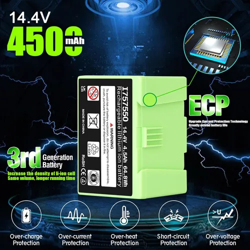Miniatura 2 de 【Actualización】Batería de repuesto de 4.5Ah 14.4V para iRoboot Roomba i7 + i7 14.4Volt e/i Series J7 J7+ 7150 7550 e5 e5 e5152 e5154 e6 i3 i3+ i4