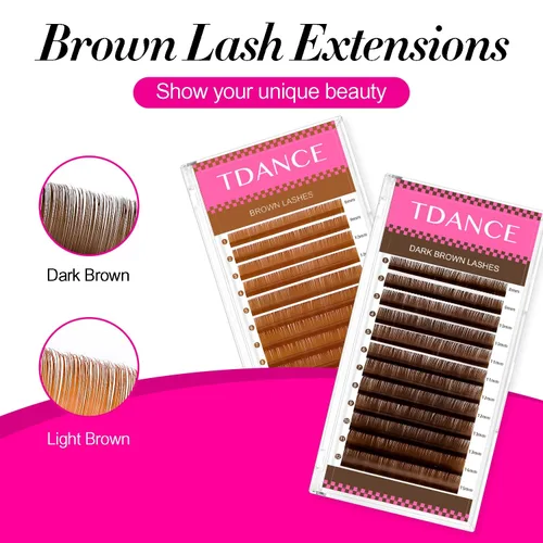 Miniatura 5 de Extensiones de pestañas marrón oscuro TDANCE Extensiones de pestañas de color 0.03/0.05/0.07mm rizo C/D Láseres de pestañas marrón premium para uso
