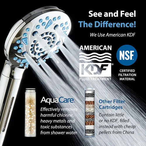 Miniatura 2 de AquaCare High Pressure 10 Spray Mode Filtered Showerhead - Handheld Shower Head Filters Chlorine to Heal Dry Skin, Revive Hair - Dual Power Wash