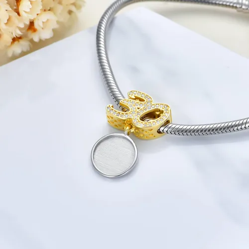 Miniatura 5 de PLATYCO Dije de foto con números 304050 de plata de ley 925 con circonita cúbica, dije de número de foto personalizado para pulseras, collares