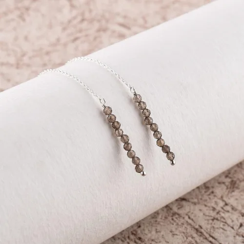 Miniatura 5 de Aretes delicados de piedra auténtica, piedras preciosas tanzanita, joyería minimalista, aretes colgantes, chapados en plata, piedras natales