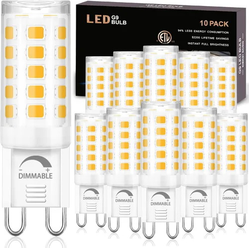 Winshine - Bombilla LED G9 regulable de 4 W (equivalente a bombilla halógena de 40 W) de 4000 K, luz natural diurna, bombillas T4 G9 de candelabro