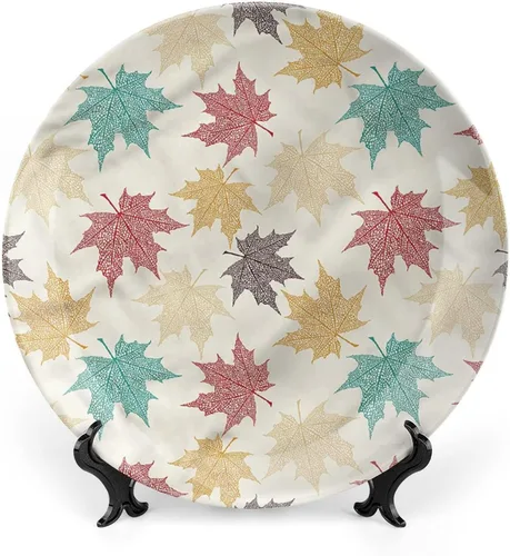 Miniatura 12 de XISUNYA Plato decorativo de 7 pulgadas, cerámica con hojas de cerámica, esqueleto, flores de primavera transparentes de fantasía, impresión de moda
