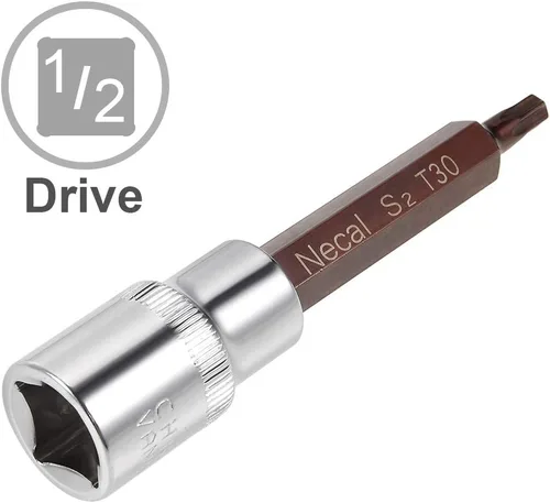 Miniatura 3 de uxcell 1/2-Inch Drive T30 Torx Bit Socket S2 Acero 3.937 in Longitud 2 Pcs