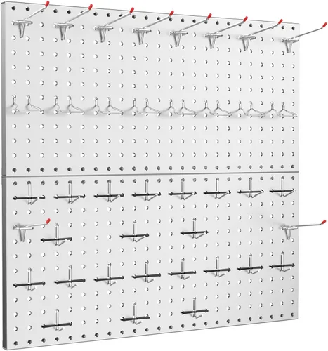TORACK Organizador de herramientas de pared de metal de 24 x 24 pulgadas o 12 x 48 pulgadas, 70 piezas de tablero de clavijas de almacenamiento de