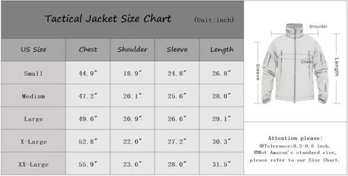 Miniatura 4 de MAGCOMSEN - Chaqueta táctica para hombre de invierno con forro polar y bolsillos múltiples para esquiar impermeable forrada