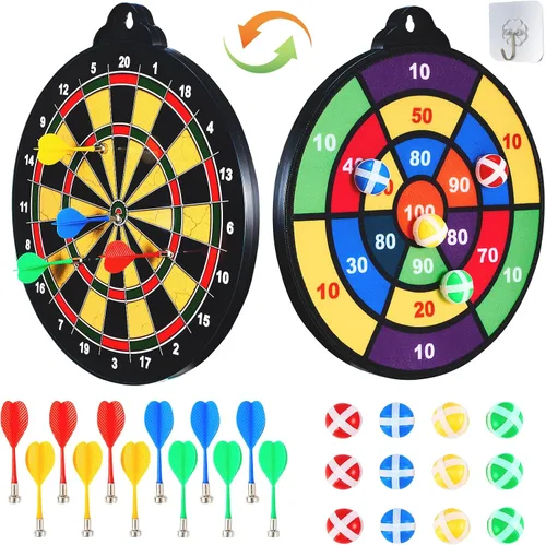 moopok Tablero magnético de dardos para niños, 12 dardos magnéticos/bolas adhesivas o 2 pistolas de juguete + 40 dardos de espuma. Juegos para niños